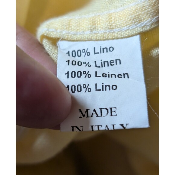 Leonardo Valenti Size 4XL Linen Shirt Made In Italy Long Sleeve Yellow Coastal - Picture 6 of 8